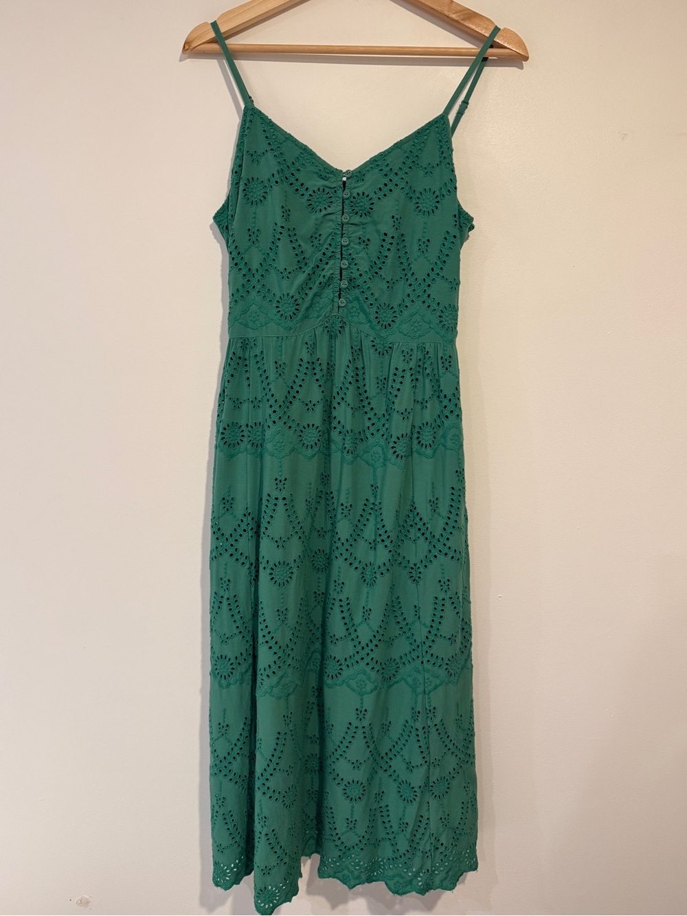 Sundance Green Eyelet Spaghetti-Strap Midi Dress - Size Petite XS